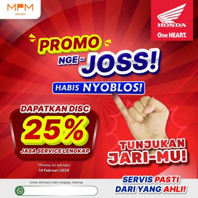 Besok, Service Motor Honda Diskon 25% Jasa Servis, Hanya di AHASS MPM Motor Jatim &amp; NTT