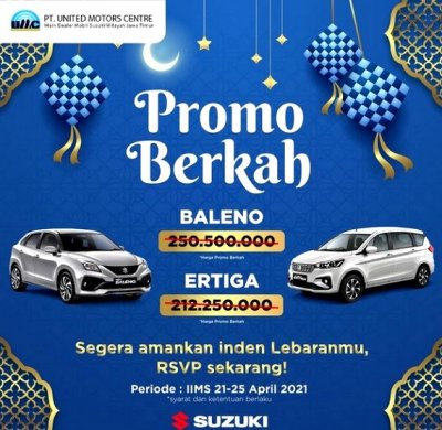 Promo Berkah. Persembahan dari PT. United Motors Centre (UMC) &amp; tawarkan harga menarik untuk line up terlaris.