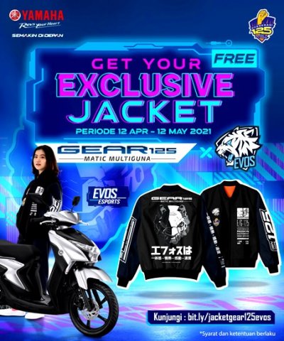 Jaket Ekslusif Cyberpunk. Hadiah menarik &amp; stylish bagi konsumen pembeli unit Yamaha Gear 125.  