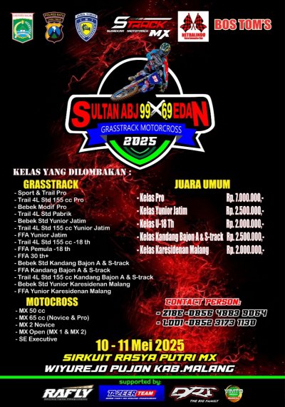 Preview - Sultan ABJ 99 X 69 Edan Grasstrack Motocross 2025, Malang : KOLABORASI REALISASI EVENT BERGENGSI !  DEMI JAGA KULTUR BUDAYA !