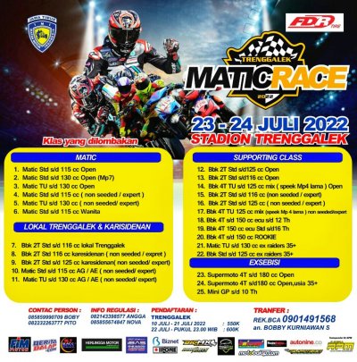 Preview - &quot;Matic Race Reborn 2022&quot;, Trenggalek (23-24 Juli 2022) : KOKI MILENIAL SIAP LEPAS EGO &amp; PADUKAN MATIC PLUS SUPERMOTO