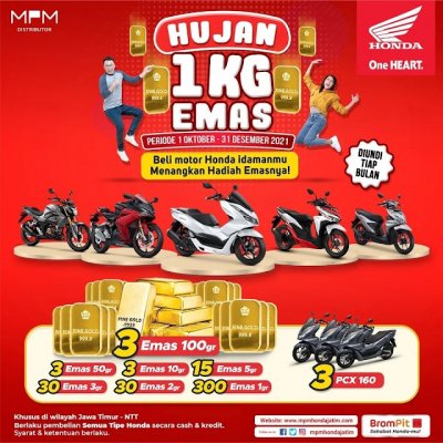 Beli Motor di Jaringan MPM Honda Jatim, Berhadiah 1 KG Emas dan PCX 160