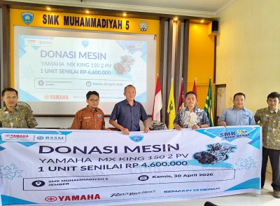 Yamaha STSJ Salurkan Donasi Mesin Sepeda Motor ke 12 SMK Binaan di Jawa Timur & NTB