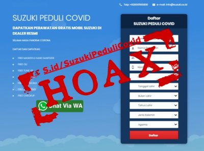 PT. Suzuki Indomobil Sales (SIS). TANGGAPI BEREDARNYA INFORMASI HOAX PROGRAM &quot;SUZUKI PEDULI COVID&quot;