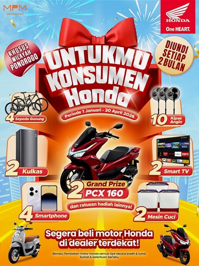 Beli Motor Honda di Ponorogo, Raih Kesempatan Menangkan PCX160 lewat Program &ldquo;Untukmu Konsumen Honda&rdquo;
