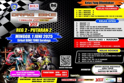 Preview - Kejurnas Drag Bike Seri 2, Surabaya : PELUANG RIDER JEBOLAN ROOKIE DRAG BIKE SPARING BERSAMA RIDER NASIONAL