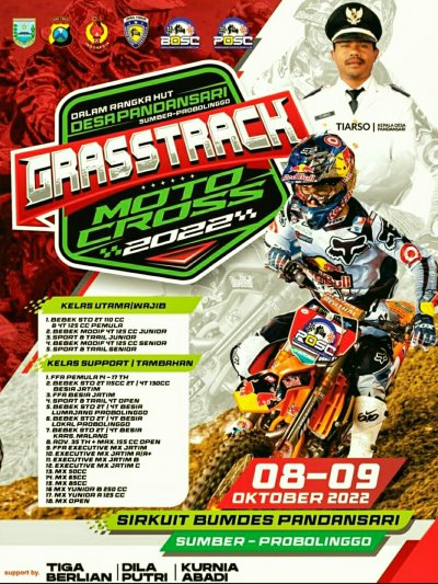 Preview HUT Desa Pandansari - Grasstrack Motocross Openchampionship 2022, Probolinggo : PACU PEMERATAAN PEREKONOMIAN MELALUI EVENT BERKELAS &amp; BERKUALITAS