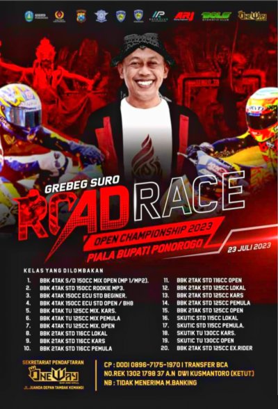 Preview - Grebeg Suro Road Race Championship 2023, Ponorogo : TRANSISI KELAS GO NASIONAL &amp; KOMPETISI BERGULIR BRUTAL, MISAL ARAI AGASKA BERLAGA