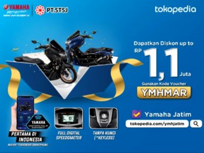 Yamaha Jatim : PROMO BERSAMA TOKOPEDIA N MAX AKHIR MARET Rp. 1,1 Juta