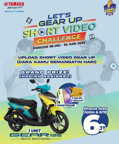 KHUSUS JAWA TIMUR &amp; NTB, YAMAHA STSJ BERIKAN HADIAH TAMBAHAN UNTUK GEAR 125 SHORT VIDEO CHALLENGE