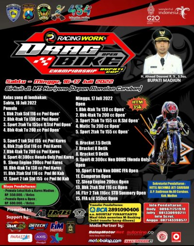 Preview - Bupati Cup Racing Work Drag Bike Openchampionship 2022, Caruban (16-17/7/2022) : BUKAN EVENT ARISAN !