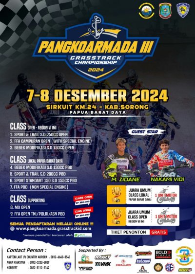 PANGKOARMADA III GRASSTRACK CHAMPIONSHIP 2024, PAPUA BARAT DAYA : Pacu Pemerataan Event Grasstrack Di Tanah Air &amp; Merangsang Pertumbuhan Regenerasi Tracker Papua