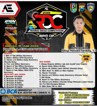 Preview - Rookie Drag Bike Competition 2025 - Bupati Cup III, Tuban : BANGKITKAN KEJAYAAN TUBAN DI ERA MILENIUM !