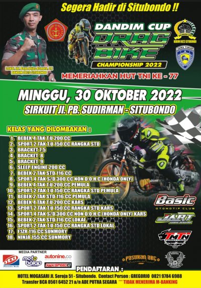 Preview - Dandim Drag Bike Openchampionship 2022, Situbondo : GAIRAHKAN POTENSI MILENIAL LOKAL PENGGEMAR KECEPATAN