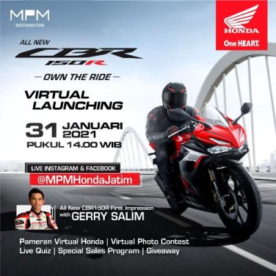 First Impression Riding Bareng Gerry Salim Di Virtual Launching All New Honda CBR150R, Live Instagram dan Facebook @mpmhondajatim