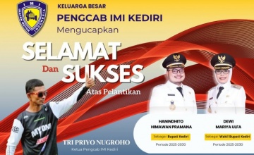 Catatan Tri Priyo Nugroho - Ketua Pengcab IMI Kediri : SELAMAT & SUKSES TERPILIHNYA HANINDHITO HIMAWAN PRAMANA - DEWI MARIYA ULFA, SEBAGAI BUPATI - WAKIL BUPATI KEDIRI