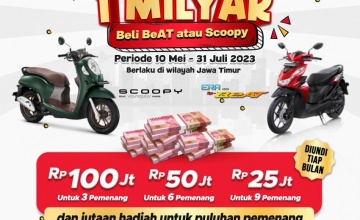 MPM Honda Jatim : TEBAR TOTAL HADIAH RP. 1 MILYAR & HANYA DI DEALER HONDA JATIM